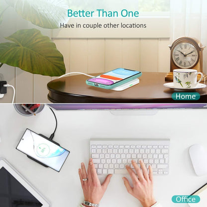 CHOETECH T511BW Qi Certified Fast Wireless Charging Pad Black And White 2 Pack-Chargers-PEROZ Accessories