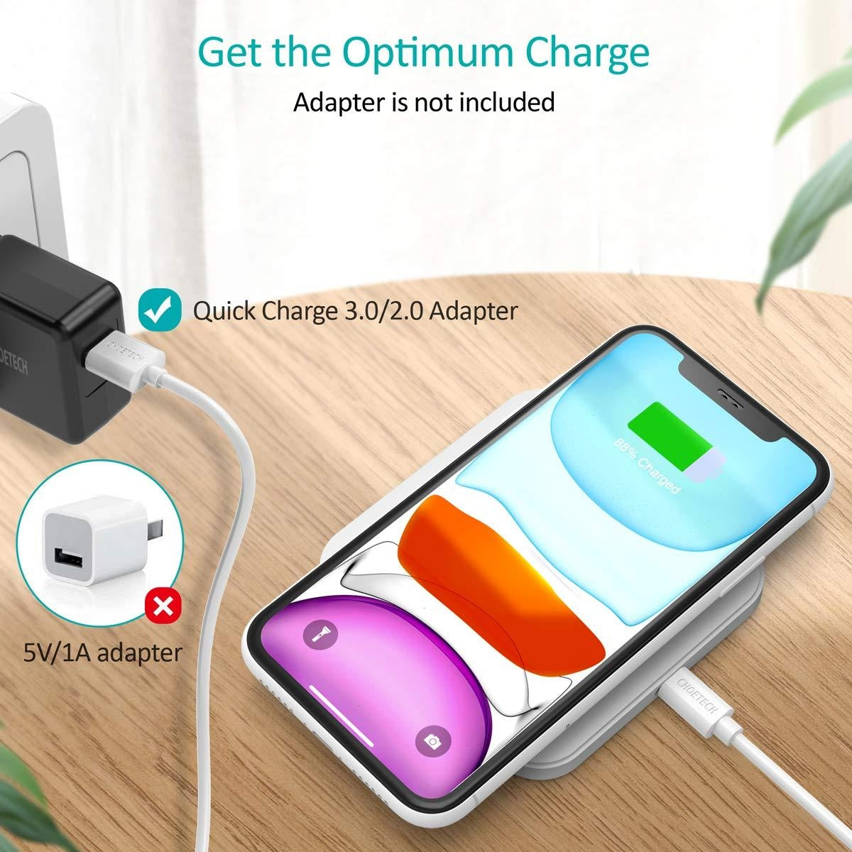 CHOETECH T511BW Qi Certified Fast Wireless Charging Pad Black And White 2 Pack-Chargers-PEROZ Accessories