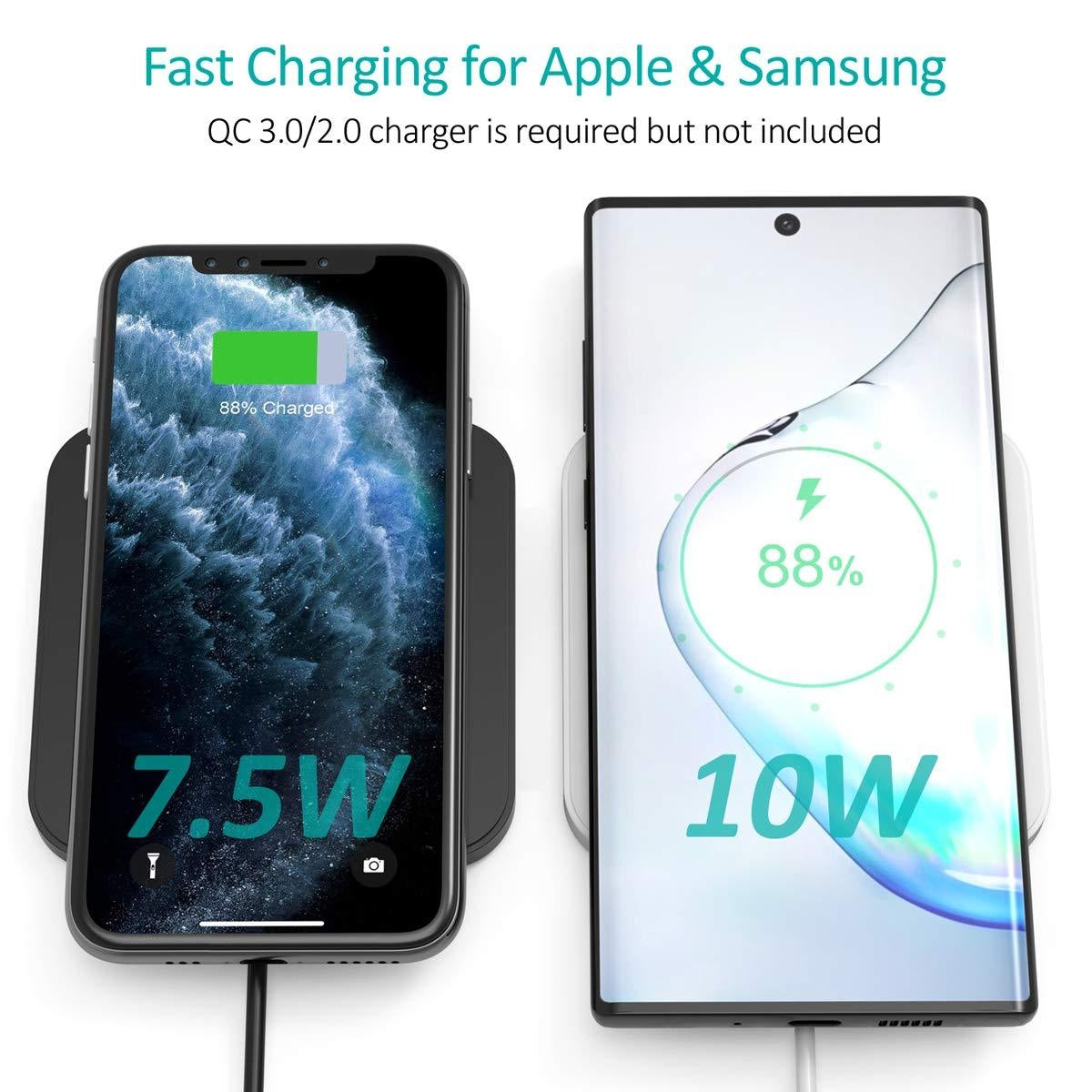 CHOETECH T511BW Qi Certified Fast Wireless Charging Pad Black And White 2 Pack-Chargers-PEROZ Accessories