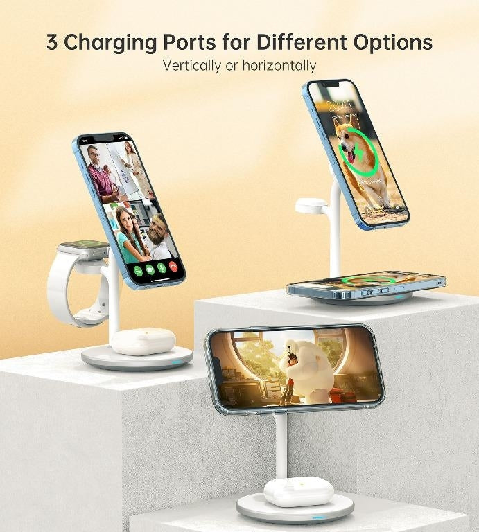 CHOETECH T585-F 3-in-1 Wireless Charging Station Dock-Chargers-PEROZ Accessories