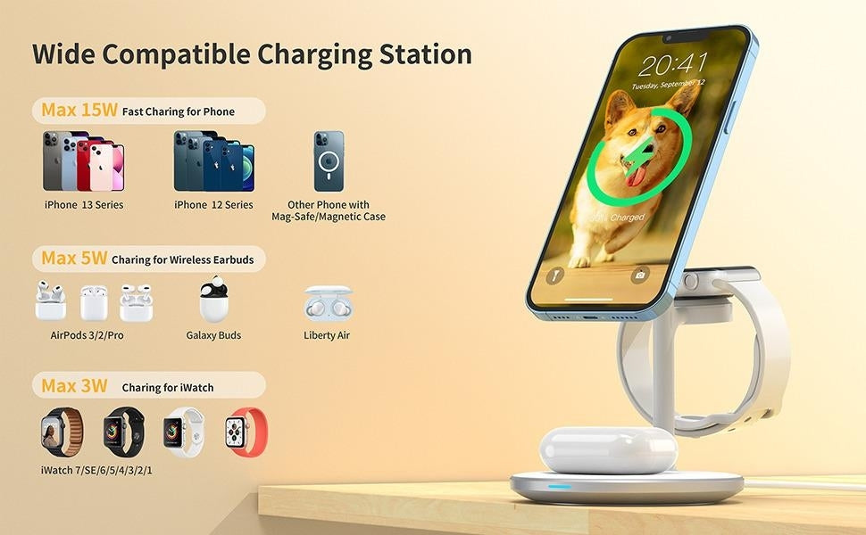 CHOETECH T585-F 3-in-1 Wireless Charging Station Dock-Chargers-PEROZ Accessories