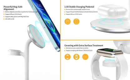 CHOETECH T585-F 3-in-1 Wireless Charging Station Dock-Chargers-PEROZ Accessories