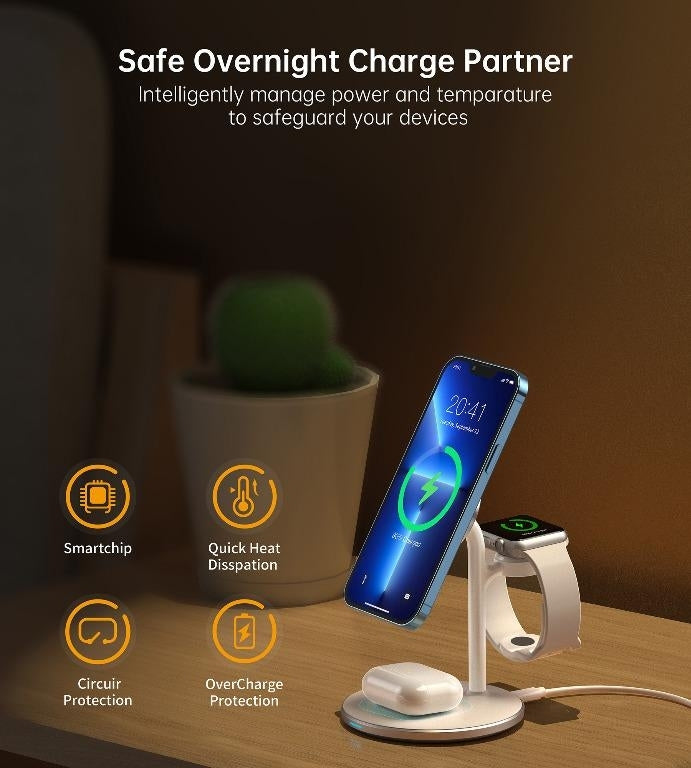 CHOETECH T585-F 3-in-1 Wireless Charging Station Dock-Chargers-PEROZ Accessories