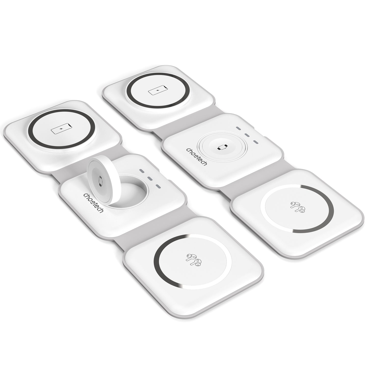 CHOETECH T588-F-WH 3-in-1 Foldable Fast Wireless Charger for Phone/Watch/Earphone-Electronics &gt; Mobile Accessories-PEROZ Accessories