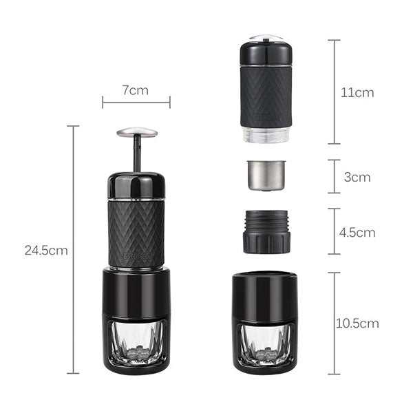 STARESSO Coffee Maker Red Dot Award Winner Portable Espresso Cappuccino Quick Cold Brew Manual Coffee Maker Machines All in One - Black-Coffee Makers-PEROZ Accessories