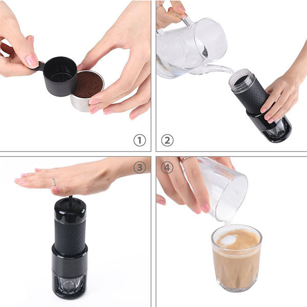 STARESSO Coffee Maker Red Dot Award Winner Portable Espresso Cappuccino Quick Cold Brew Manual Coffee Maker Machines All in One - Black-Coffee Makers-PEROZ Accessories