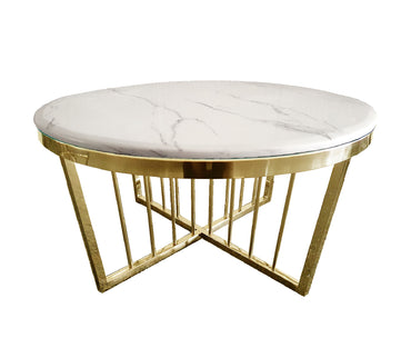 Salina Coffee Table - Marble - 80cm Gold-Furniture &gt; Living Room-PEROZ Accessories