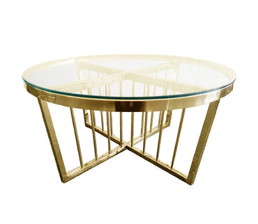 Serena Coffee Table -ClearTop - 95cm Gold-Furniture &gt; Living Room-PEROZ Accessories