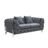 Grand Tufted Lounge - Dark Grey Velvet - Silver Legs-Furniture > Sofas-PEROZ Accessories
