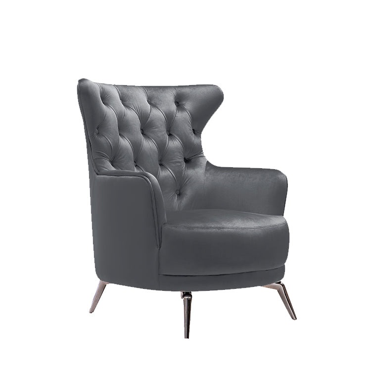Grand Tufted Lounge - Dark Grey Velvet - Silver Legs-Furniture &gt; Sofas-PEROZ Accessories