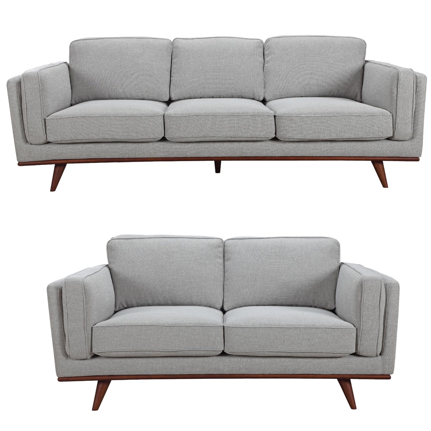 Petalsoft 2 + 3 Seater Sofa Set Fabric Uplholstered Lounge Couch - Grey-Furniture &gt; Sofas-PEROZ Accessories