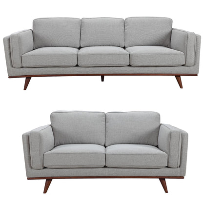 Petalsoft 2 + 3 Seater Sofa Set Fabric Uplholstered Lounge Couch - Grey-Furniture &gt; Sofas-PEROZ Accessories