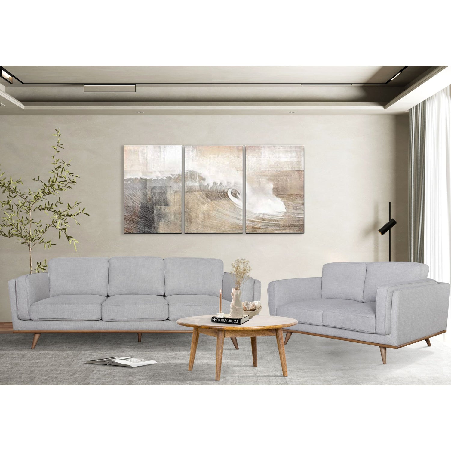 Petalsoft 2 + 3 Seater Sofa Set Fabric Uplholstered Lounge Couch - Grey-Furniture &gt; Sofas-PEROZ Accessories