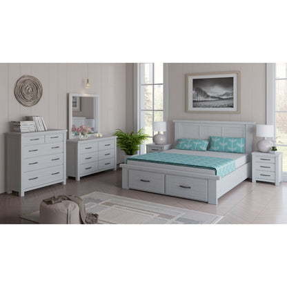 Foxglove Tallboy 5 Chest of Drawers Solid Ash Wood Bed Storage Cabinet - White-Furniture &gt; Bedroom-PEROZ Accessories