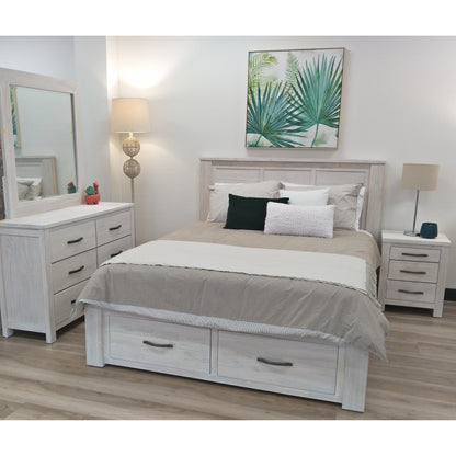 Foxglove Tallboy 5 Chest of Drawers Solid Ash Wood Bed Storage Cabinet - White-Furniture &gt; Bedroom-PEROZ Accessories