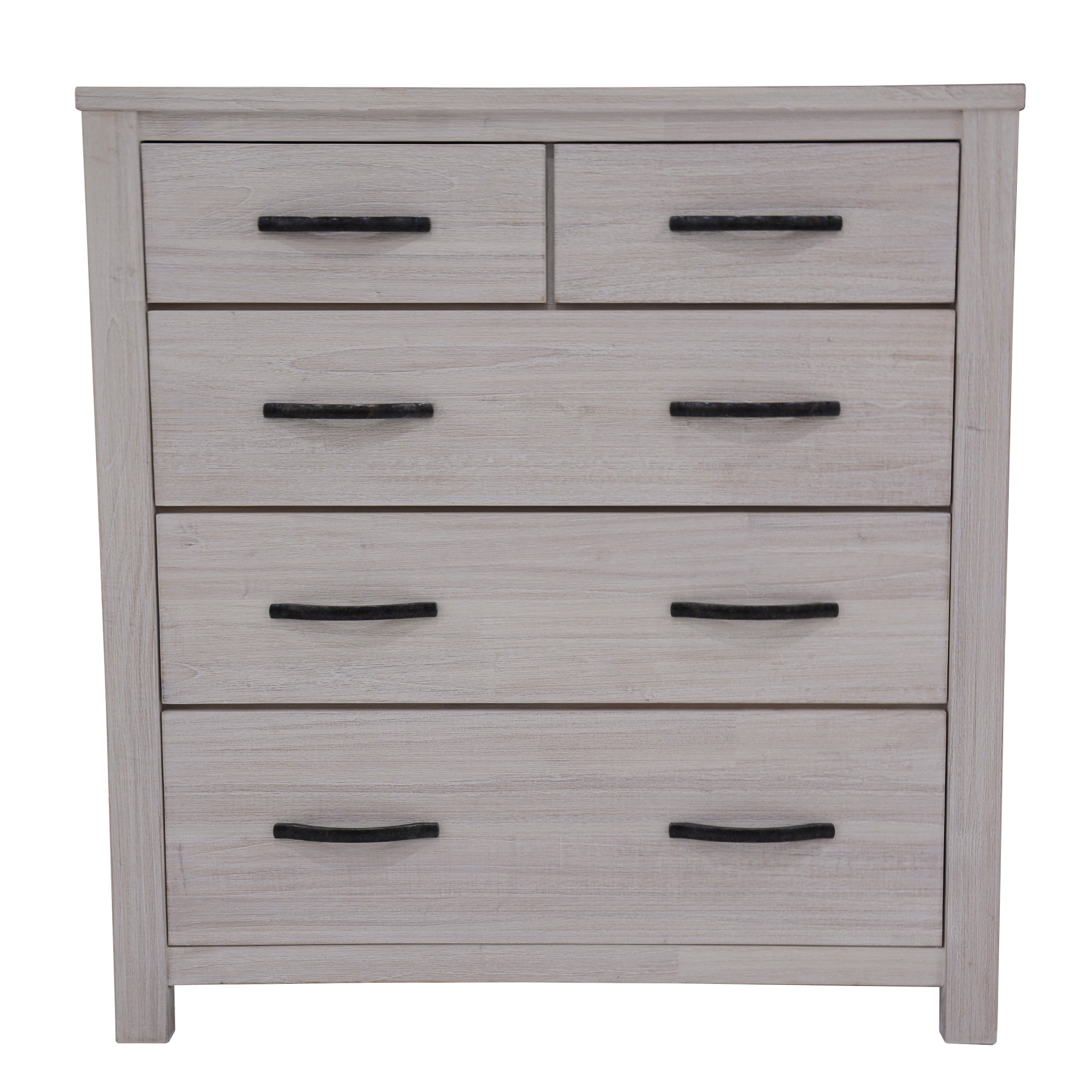 Foxglove Tallboy 5 Chest of Drawers Solid Ash Wood Bed Storage Cabinet - White-Furniture &gt; Bedroom-PEROZ Accessories