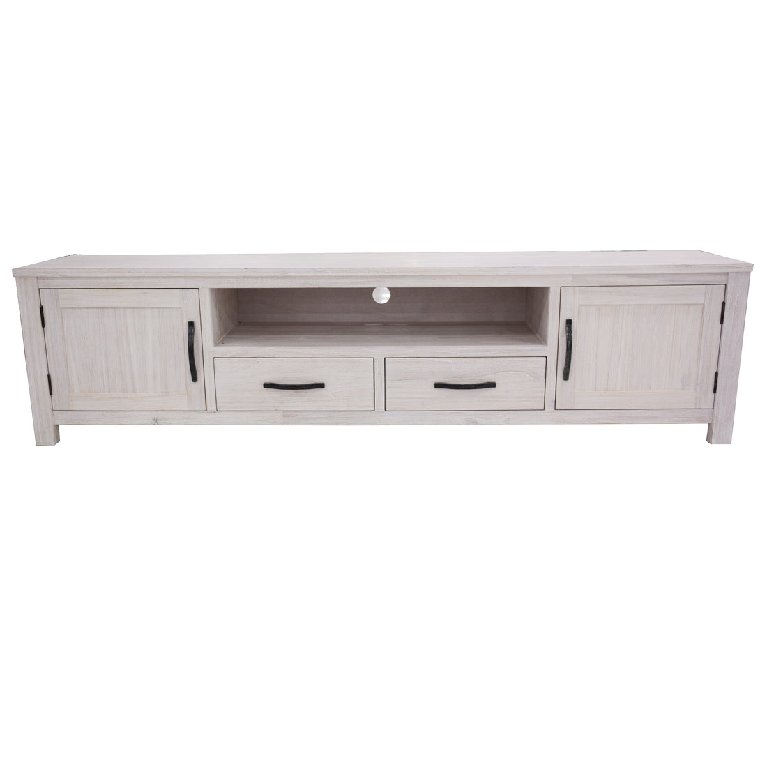 Foxglove ETU Entertainment TV Unit 216cm 2 Drawer 2 Door Mt Ash Wood - White-Entertainment Units-PEROZ Accessories