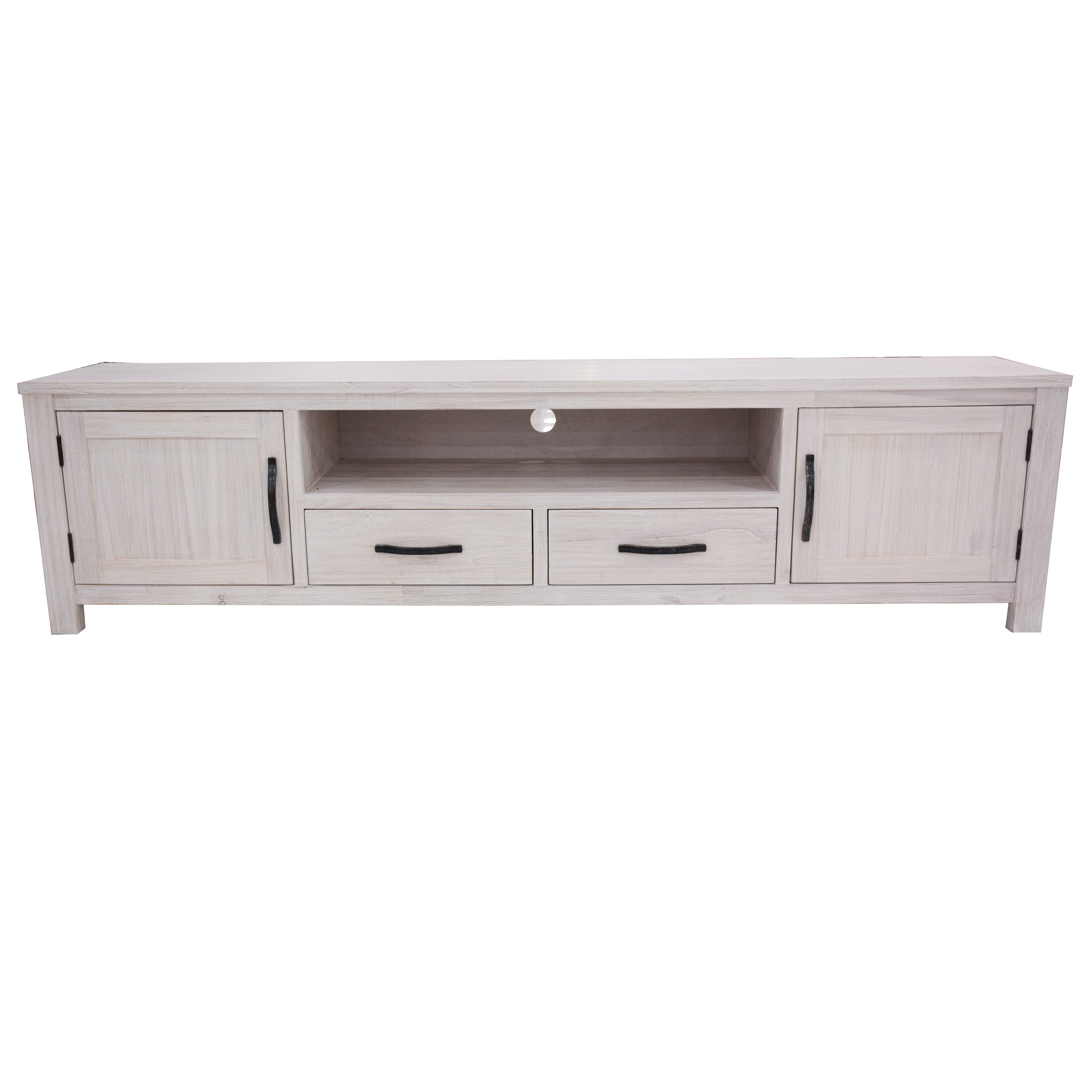 Foxglove ETU Entertainment TV Unit 216cm 2 Drawer 2 Door Mt Ash Wood - White-Entertainment Units-PEROZ Accessories