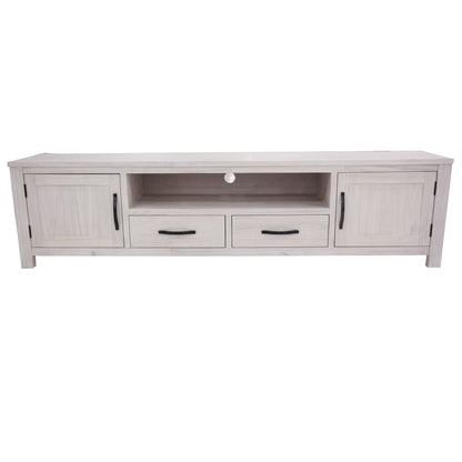 Foxglove ETU Entertainment TV Unit 216cm 2 Drawer 2 Door Mt Ash Wood - White-Entertainment Units-PEROZ Accessories