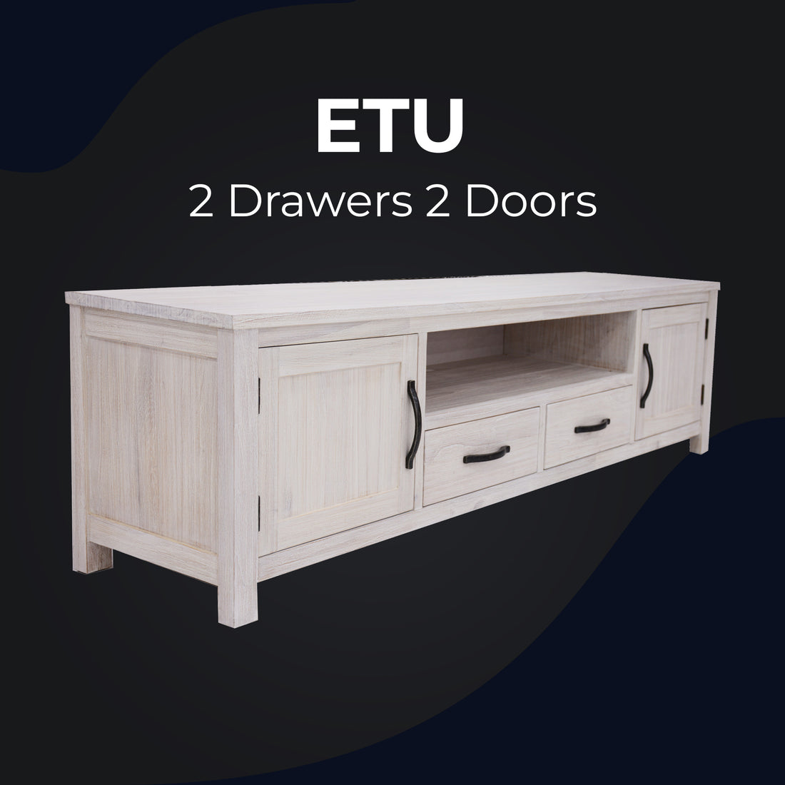 Foxglove ETU Entertainment TV Unit 216cm 2 Drawer 2 Door Mt Ash Wood - White-Entertainment Units-PEROZ Accessories