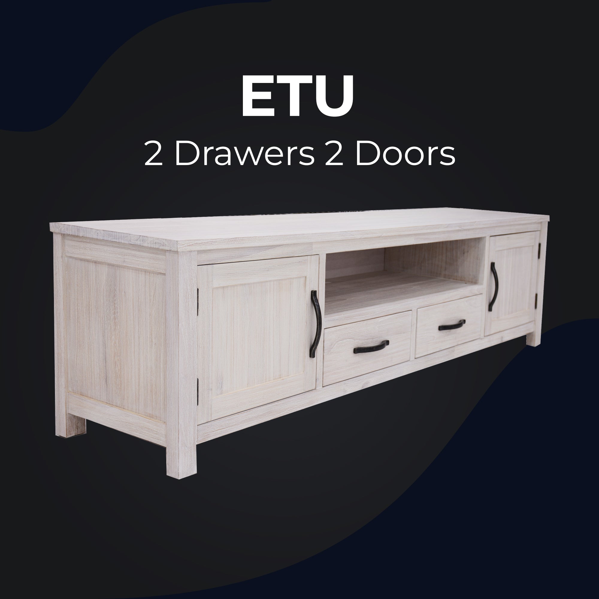 Foxglove ETU Entertainment TV Unit 216cm 2 Drawer 2 Door Mt Ash Wood - White-Entertainment Units-PEROZ Accessories