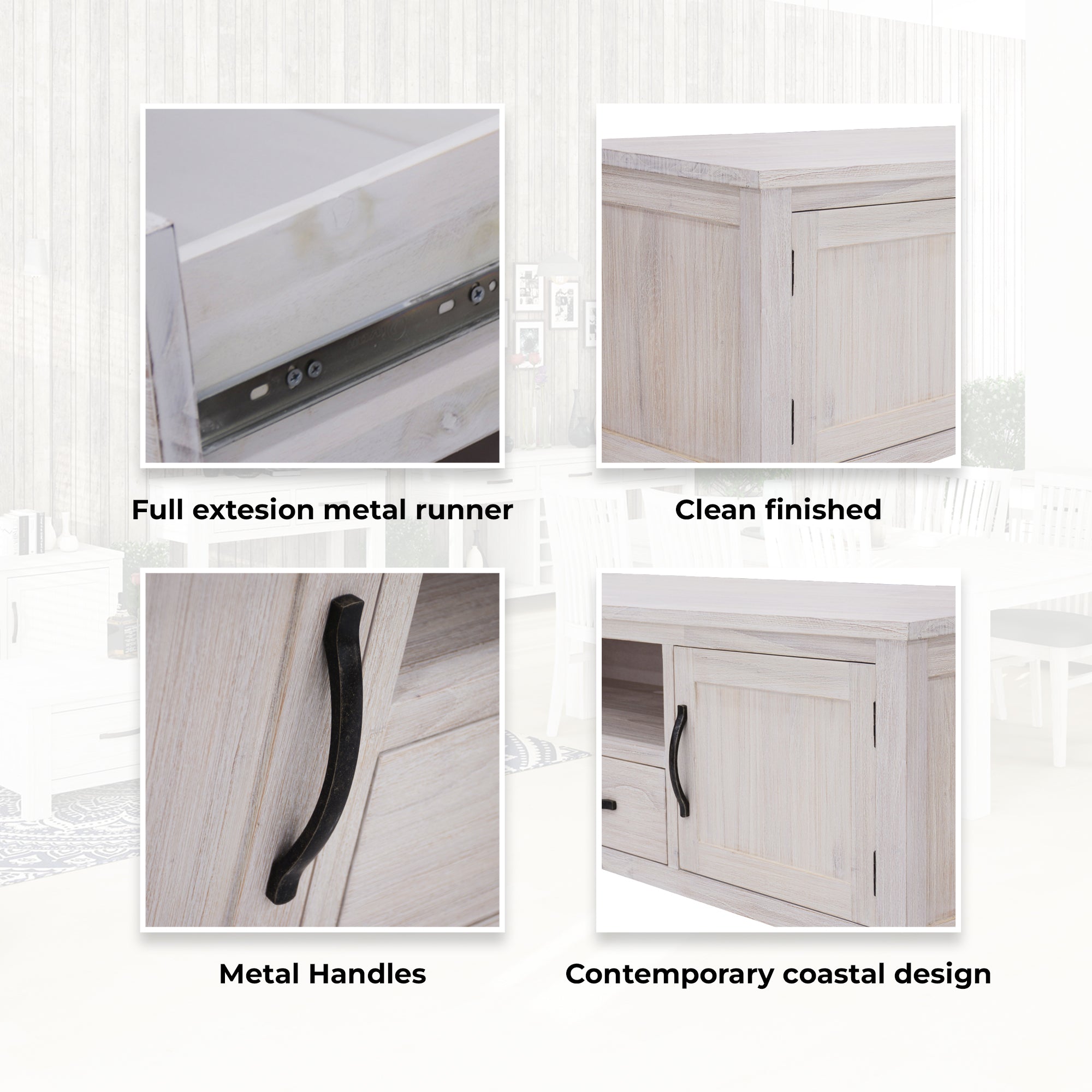 Foxglove ETU Entertainment TV Unit 216cm 2 Drawer 2 Door Mt Ash Wood - White-Entertainment Units-PEROZ Accessories