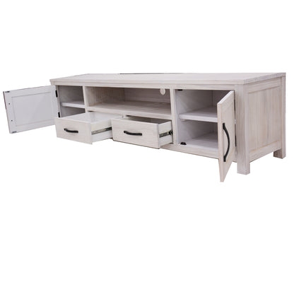 Foxglove ETU Entertainment TV Unit 216cm 2 Drawer 2 Door Mt Ash Wood - White-Entertainment Units-PEROZ Accessories