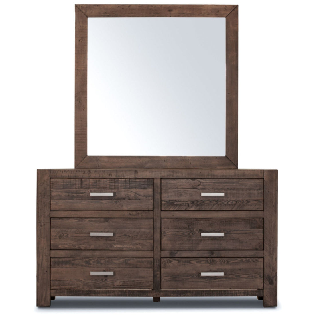 Catmint Dresser Mirror 6 Chest of Drawers Tallboy Storage Cabinet - Grey Stone-Furniture &gt; Bedroom-PEROZ Accessories