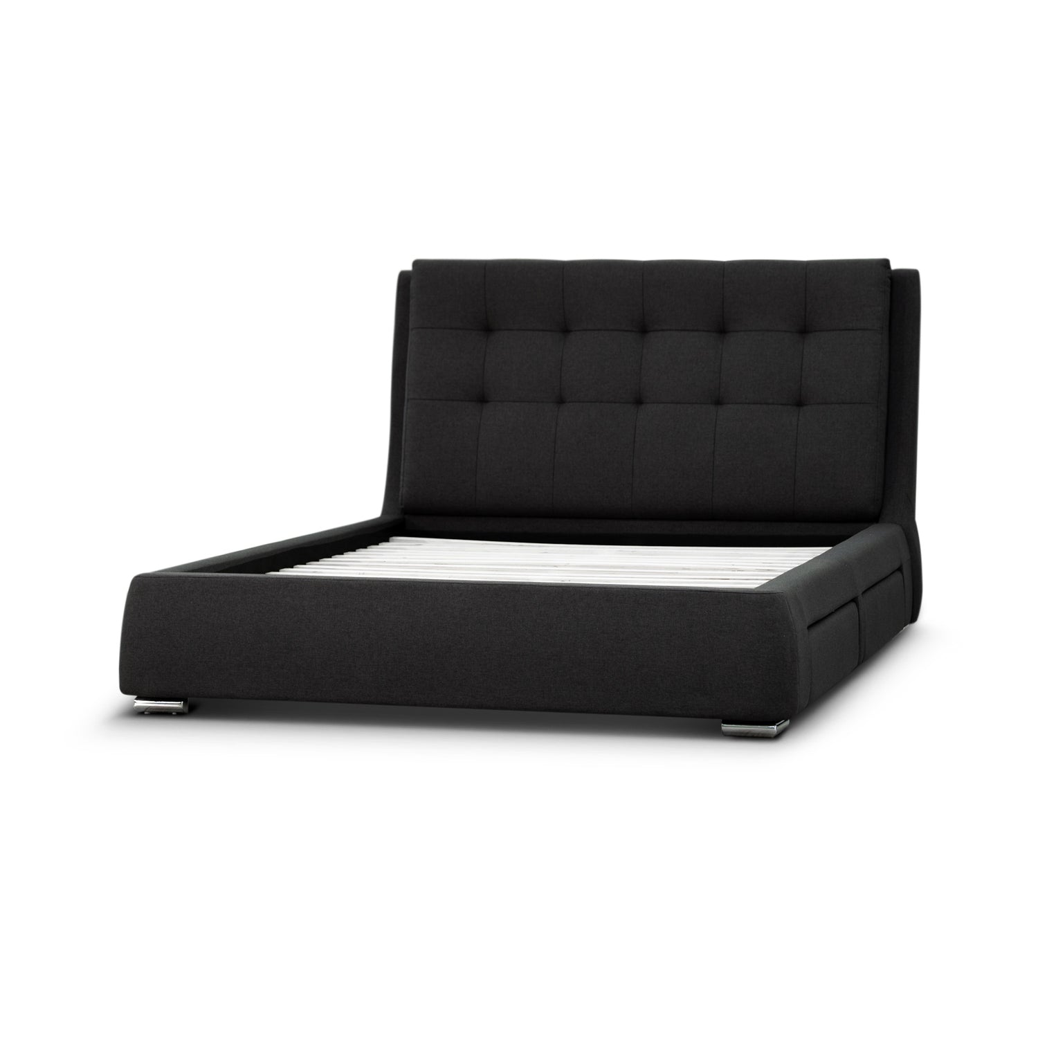 Kiama Queen Size Bed Frame Timber Mattress Base With Storage Drawers - Grey-Furniture &gt; Bedroom-PEROZ Accessories