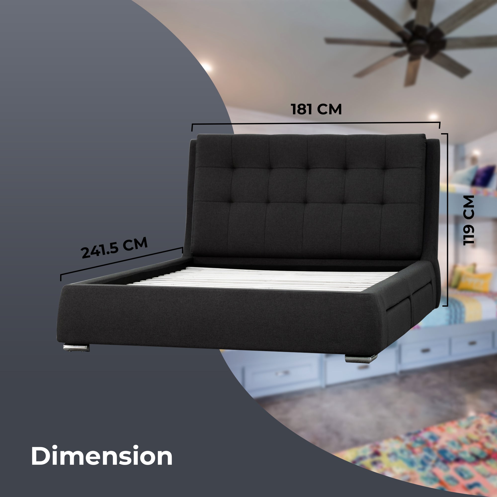 Kiama Queen Size Bed Frame Timber Mattress Base With Storage Drawers - Grey-Furniture &gt; Bedroom-PEROZ Accessories