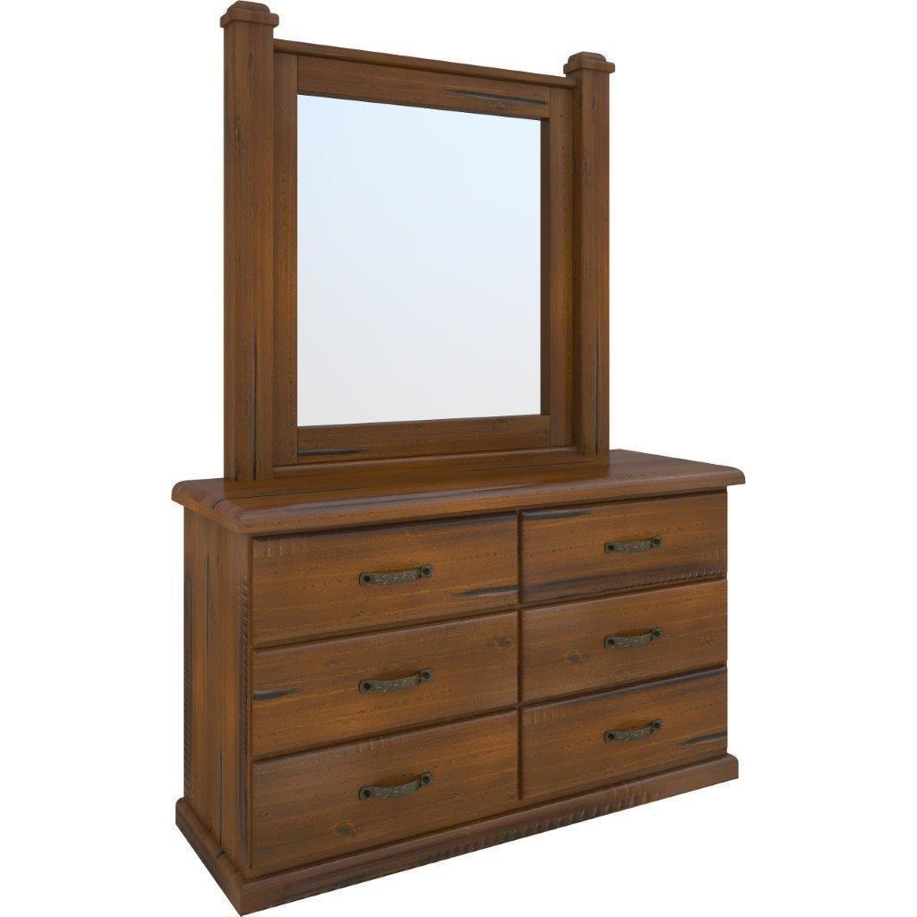 Umber Dresser Mirror 7 Chest of Drawers Solid Wood Storage Cabinet - Dark Brown-Furniture &gt; Bedroom-PEROZ Accessories