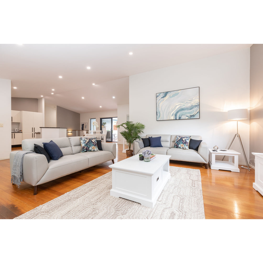 Laelia Coffee Table 120cm Solid Acacia Timber Wood Coastal Furniture - White-Furniture &gt; Living Room-PEROZ Accessories