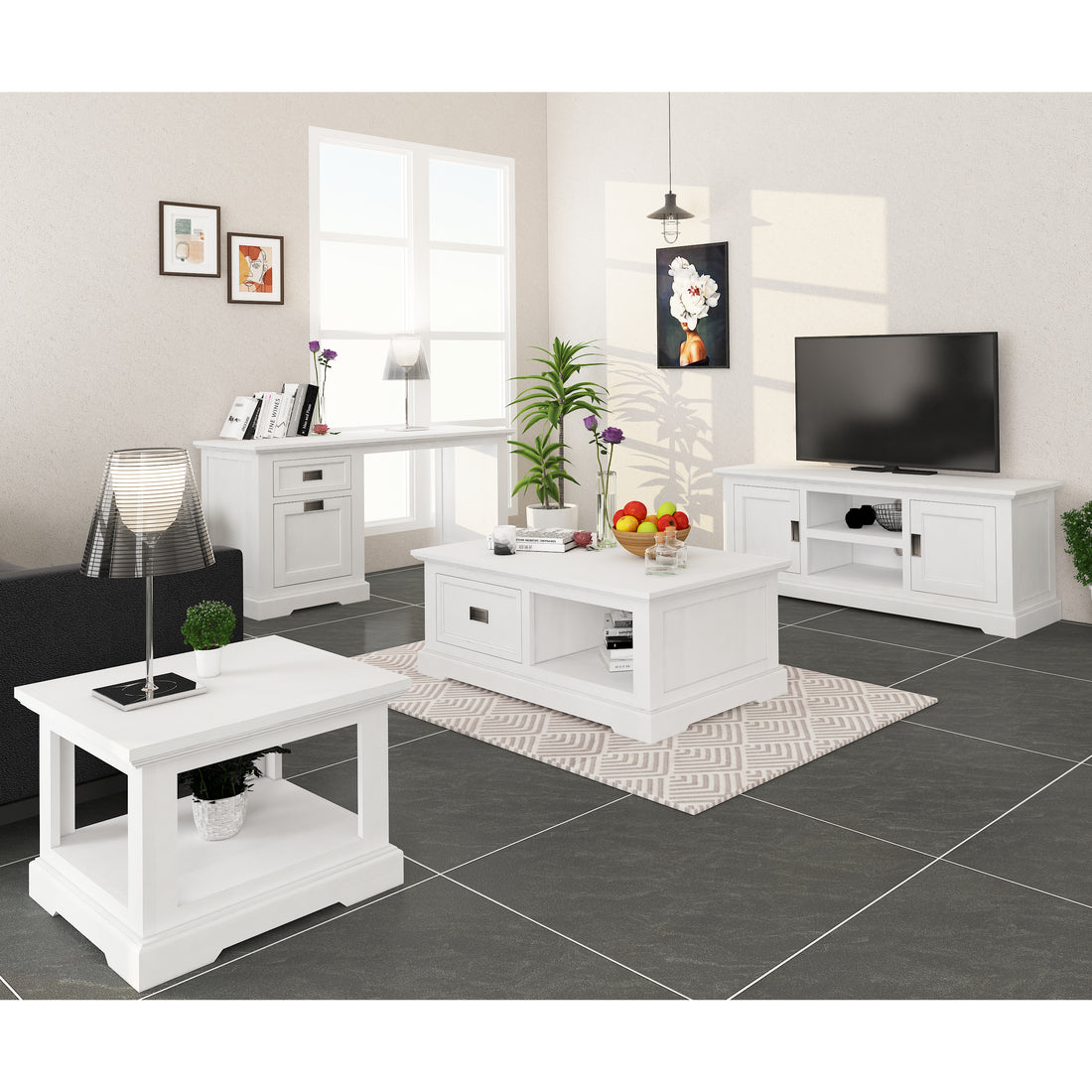 Laelia ETU Entertainment TV Unit 220cm 2 Door Solid Acacia Wood Coastal - White-Entertainment Units-PEROZ Accessories