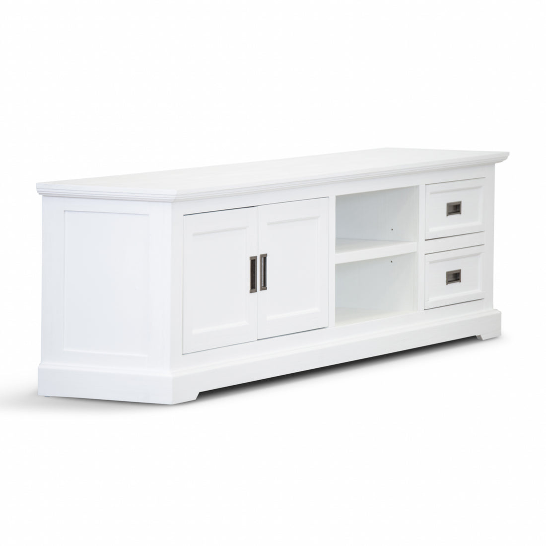 Laelia ETU Entertainment TV Unit 220cm 2 Door Solid Acacia Wood Coastal - White-Entertainment Units-PEROZ Accessories