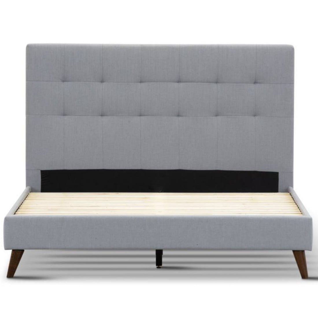 Volga Queen Bed Platform Frame Fabric Upholstered Mattress Base - Grey-Furniture > Bedroom-PEROZ Accessories