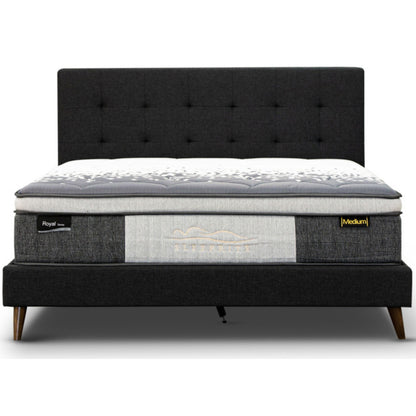 Volga King Single Bed Platform Frame Fabric Upholstered Mattress Base - Charcoal-Furniture &gt; Bedroom-PEROZ Accessories
