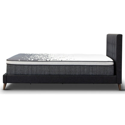 Volga King Single Bed Platform Frame Fabric Upholstered Mattress Base - Charcoal-Furniture &gt; Bedroom-PEROZ Accessories
