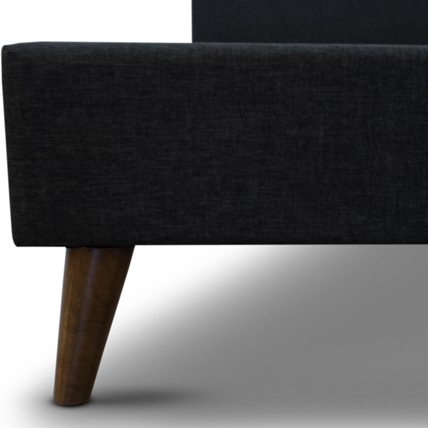 Volga King Single Bed Platform Frame Fabric Upholstered Mattress Base - Charcoal-Furniture &gt; Bedroom-PEROZ Accessories
