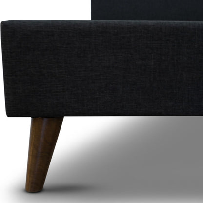 Volga King Single Bed Platform Frame Fabric Upholstered Mattress Base - Charcoal-Furniture &gt; Bedroom-PEROZ Accessories