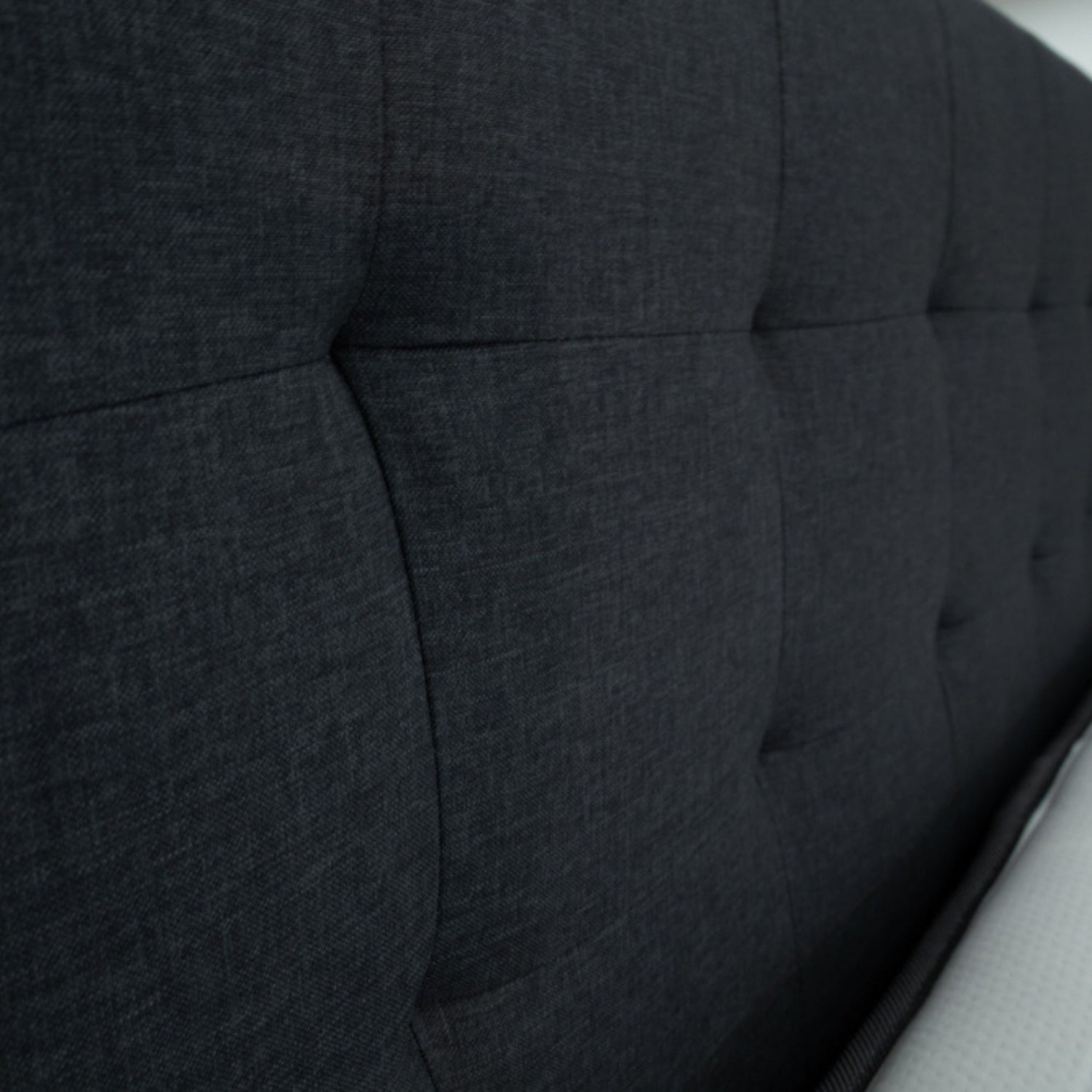 Volga King Single Bed Platform Frame Fabric Upholstered Mattress Base - Charcoal-Furniture &gt; Bedroom-PEROZ Accessories
