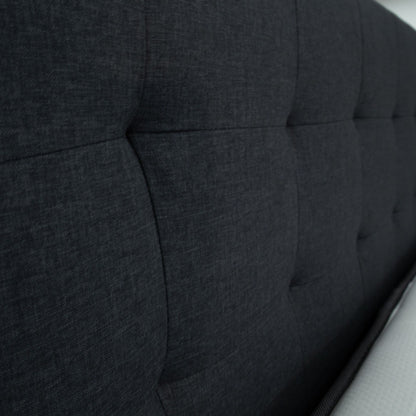 Volga King Single Bed Platform Frame Fabric Upholstered Mattress Base - Charcoal-Furniture &gt; Bedroom-PEROZ Accessories