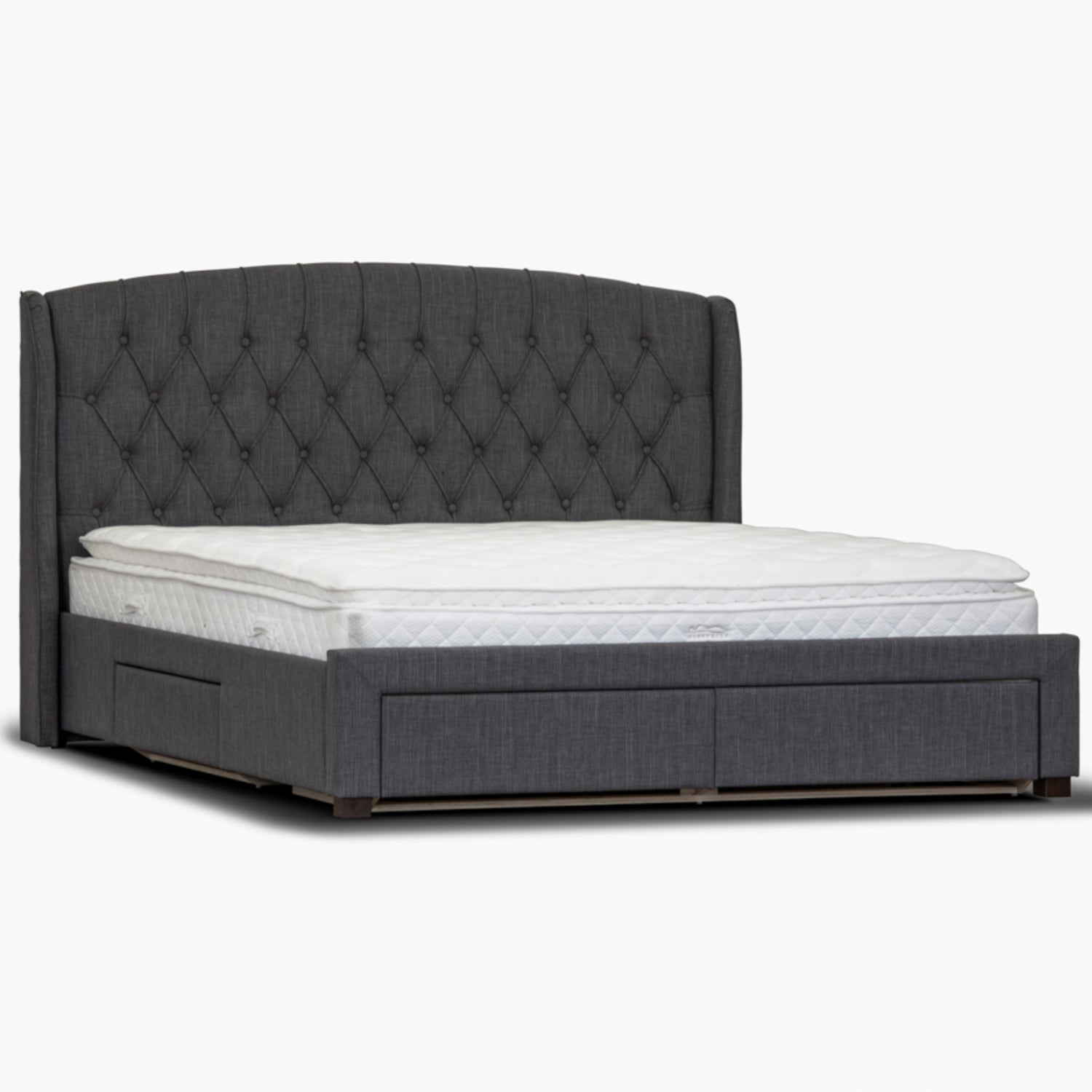 Honeydew King Size Bed Frame Timber Mattress Base With Storage Drawers - Grey-Furniture &gt; Bedroom-PEROZ Accessories