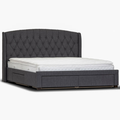 Honeydew King Size Bed Frame Timber Mattress Base With Storage Drawers - Grey-Furniture &gt; Bedroom-PEROZ Accessories