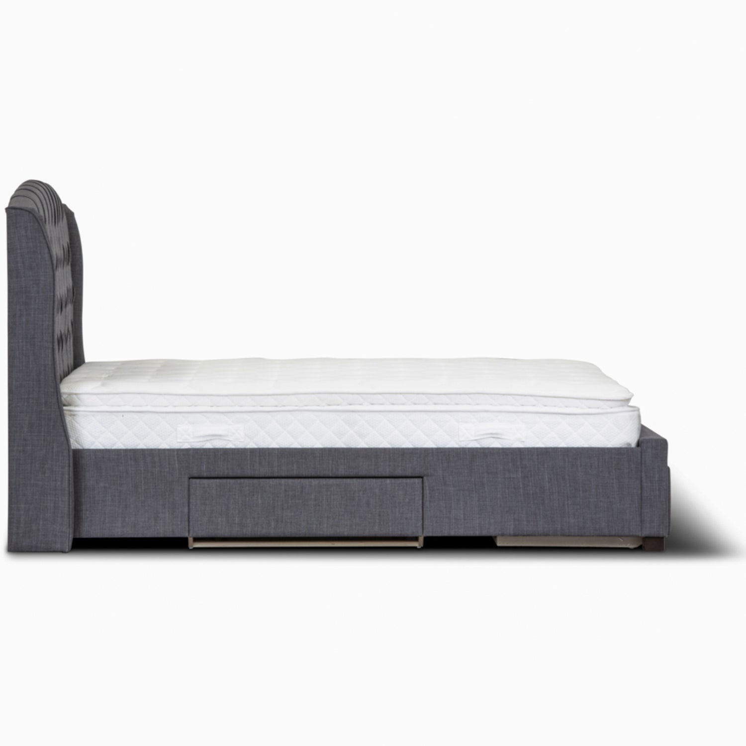 Honeydew King Size Bed Frame Timber Mattress Base With Storage Drawers - Grey-Furniture &gt; Bedroom-PEROZ Accessories