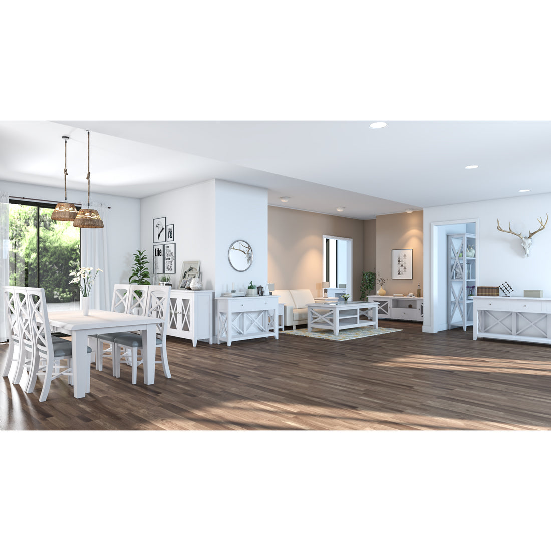 Daisy ETU Entertainment TV Unit 170cm Solid Acacia Wood Hampton - White-Entertainment Units-PEROZ Accessories