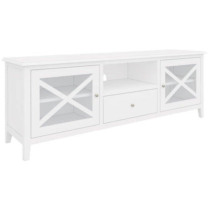 Daisy ETU Entertainment TV Unit 210cm Solid Acacia Wood Hampton - White-Entertainment Units-PEROZ Accessories