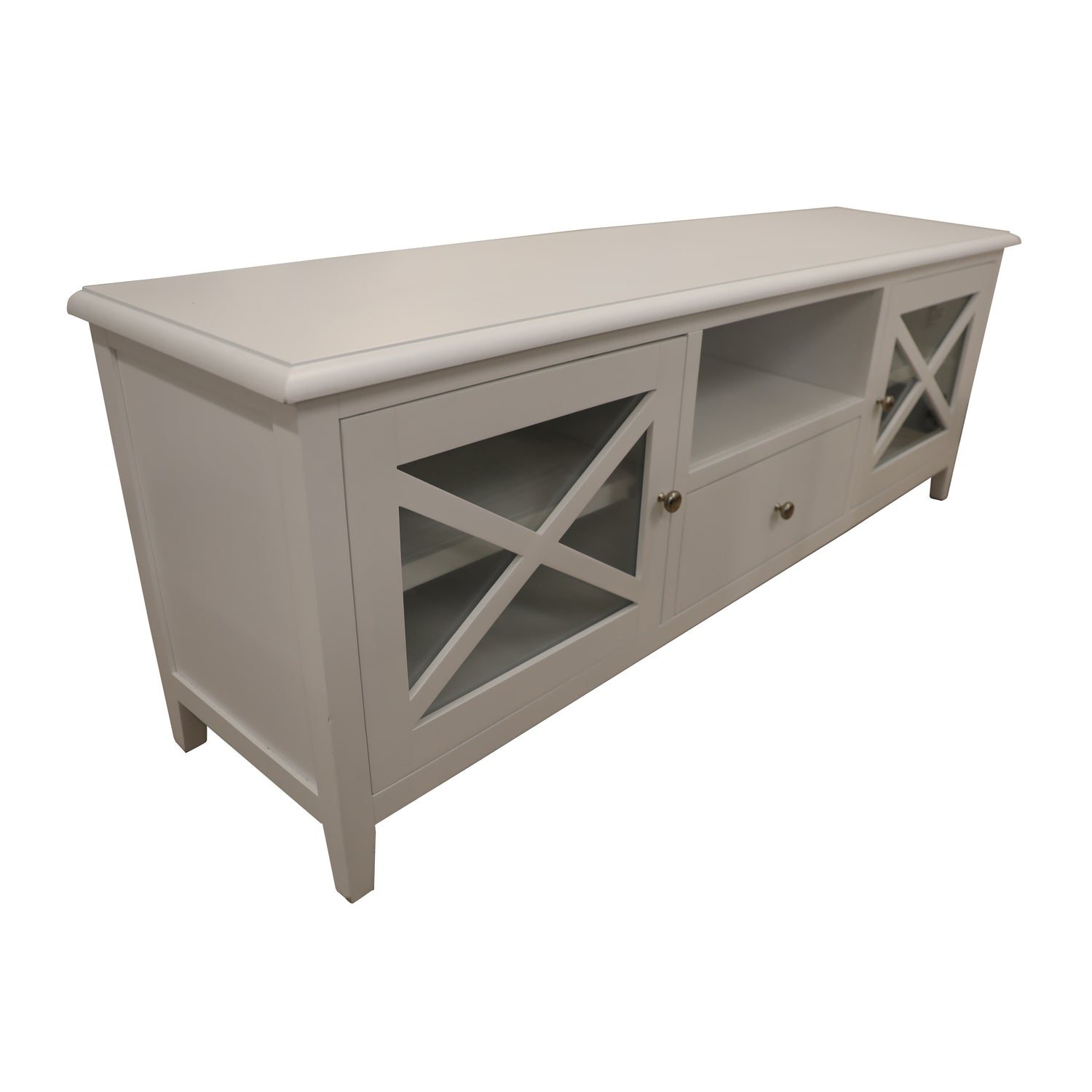 Daisy ETU Entertainment TV Unit 210cm Solid Acacia Wood Hampton - White-Entertainment Units-PEROZ Accessories