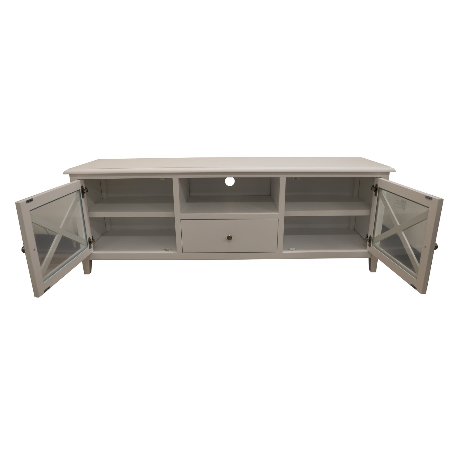 Daisy ETU Entertainment TV Unit 210cm Solid Acacia Wood Hampton - White-Entertainment Units-PEROZ Accessories