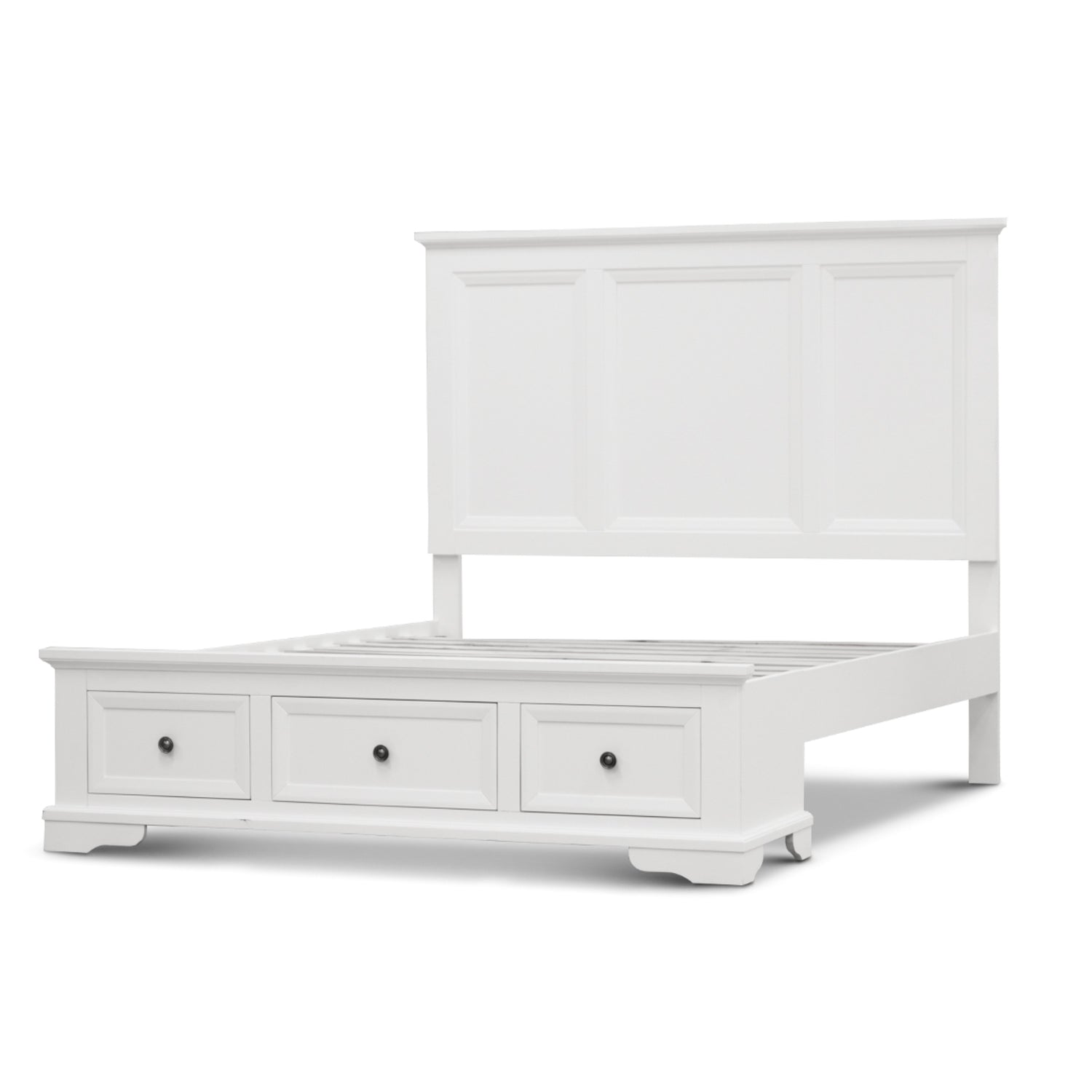 Celosia Queen Size Bed Frame Timber Mattress Base With Storage Drawers - White-Furniture &gt; Bedroom-PEROZ Accessories