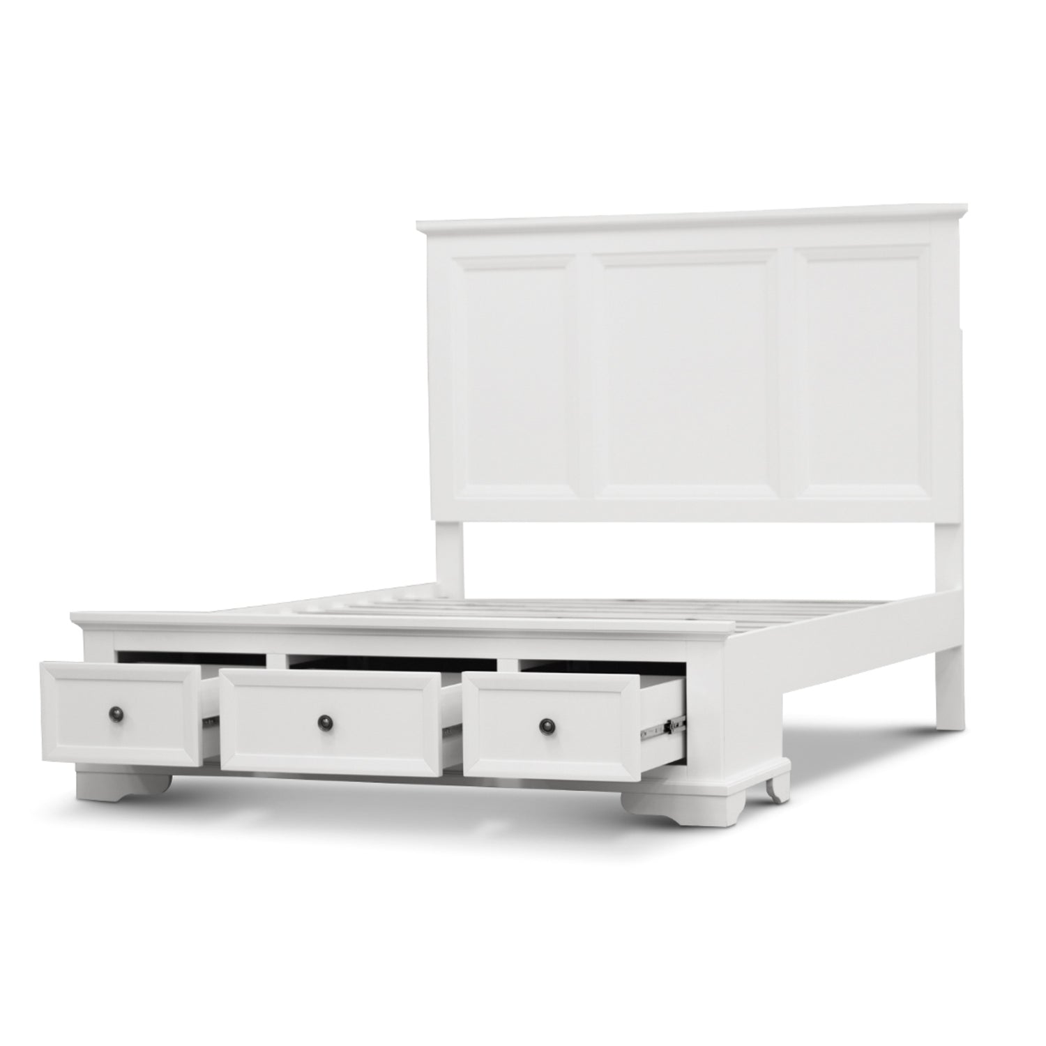 Celosia Queen Size Bed Frame Timber Mattress Base With Storage Drawers - White-Furniture &gt; Bedroom-PEROZ Accessories